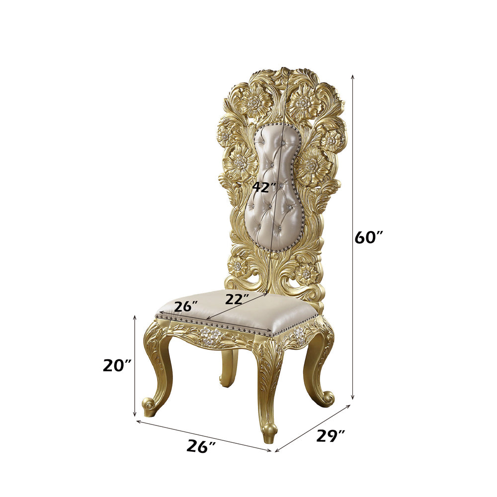 ACME Cabriole Side Chair Set of 2 – side view – Lusso Furniture Miami