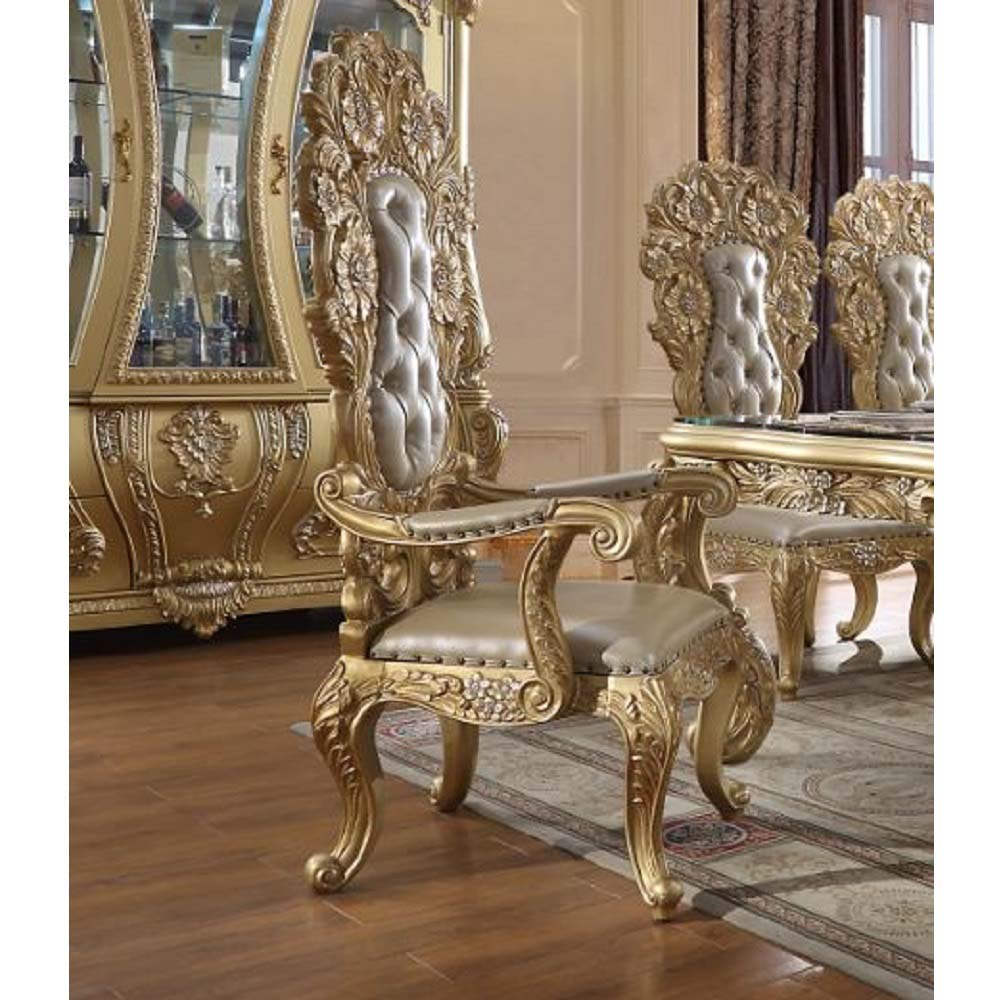 ACME Cabriole Arm Chair Set of 2 – front view – Lusso Furniture Miami