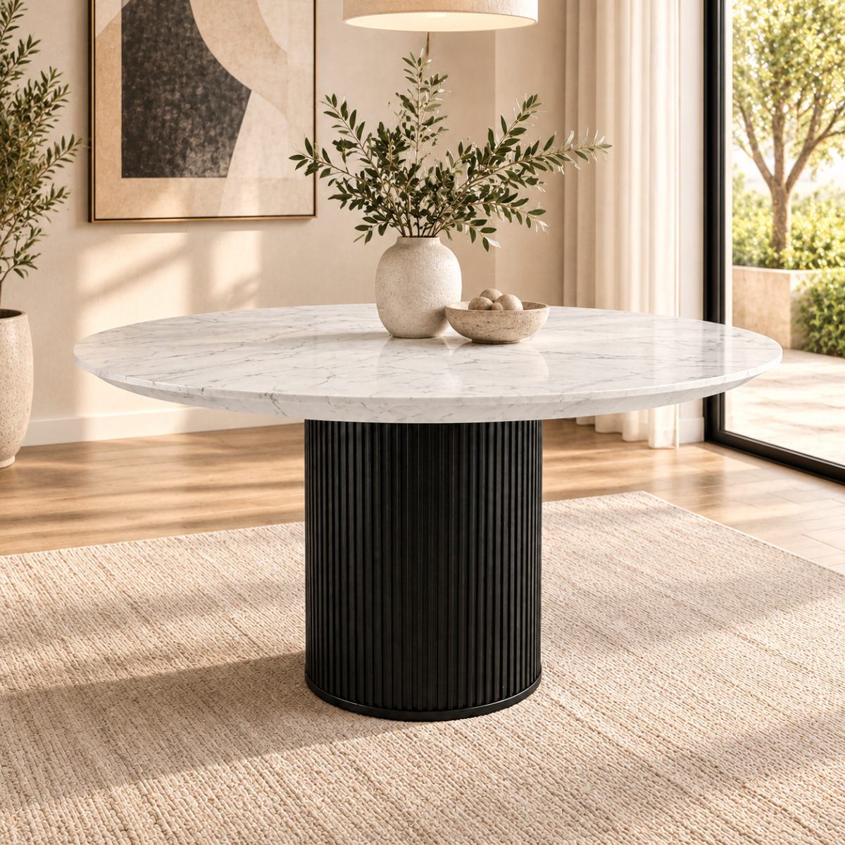 ACME Jaramillo Round Dining Table – angle view – Lusso Furniture Miami