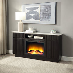 ACME Jaramillo Marble Top Fireplace Server – front view – Lusso Furniture Miami
