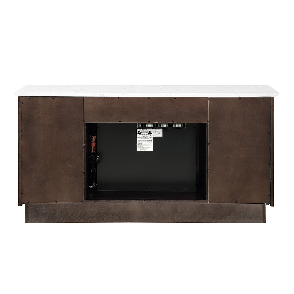 ACME Jaramillo Marble Top Fireplace Server – back view – Lusso Furniture Miami