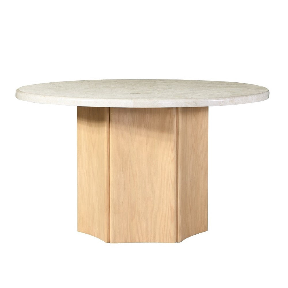 ACME Qwin Round Marble Top Dining Table – front view – Lusso Furniture Miami