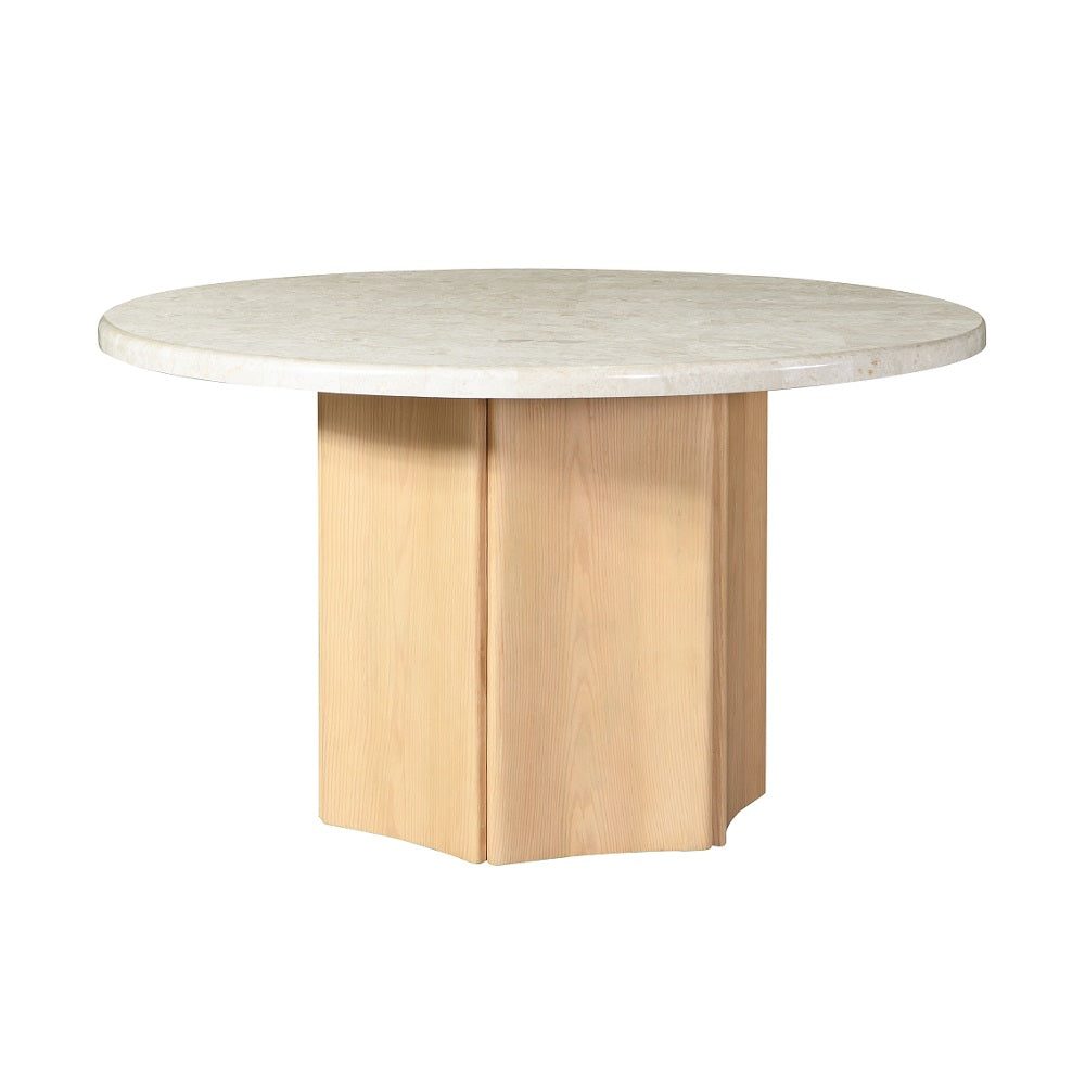 ACME Qwin Round Marble Top Dining Table – angle view – Lusso Furniture Miami