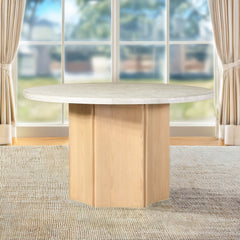 ACME Qwin Round Marble Top Dining Table – back view – Lusso Furniture Miami