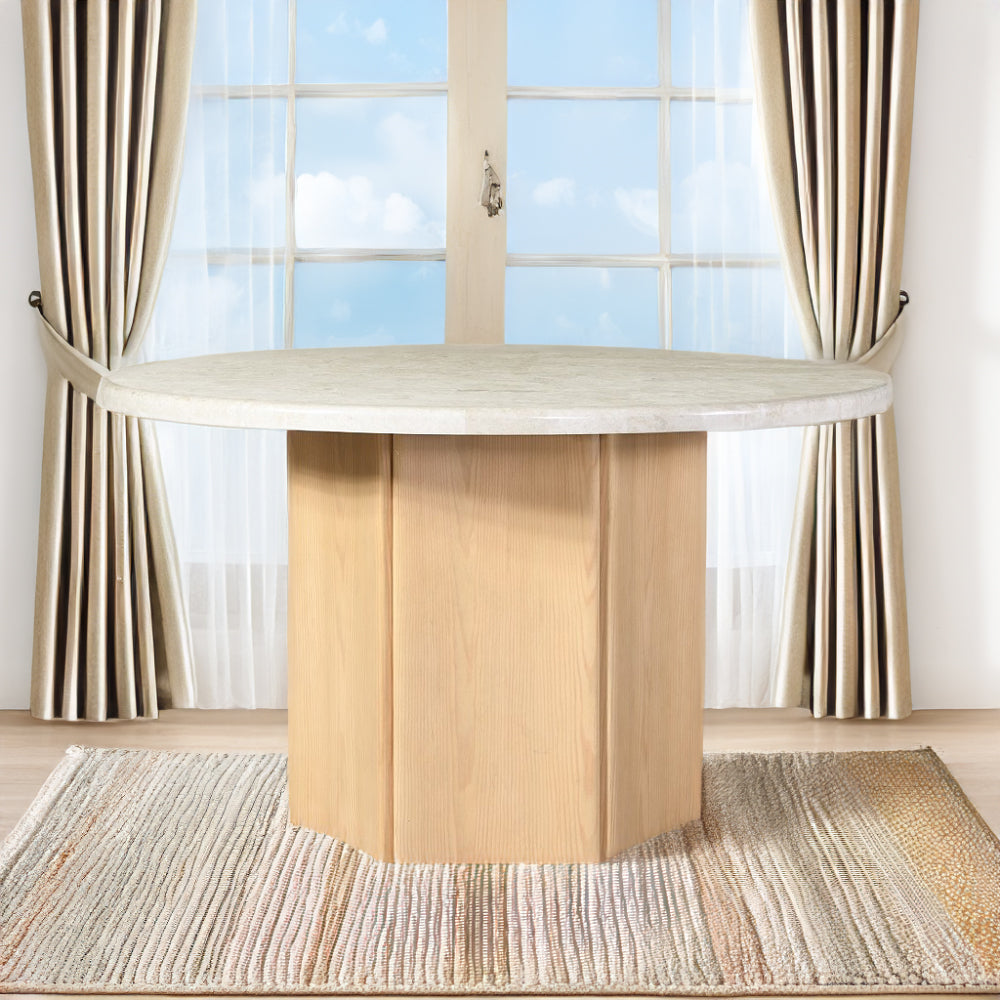 ACME Qwin Round Marble Top Dining Table – top view – Lusso Furniture Miami