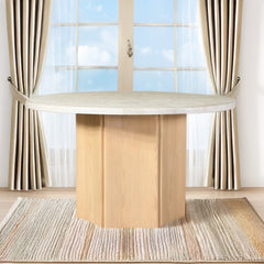 ACME Qwin Round Marble Top Dining Table – top view – Lusso Furniture Miami