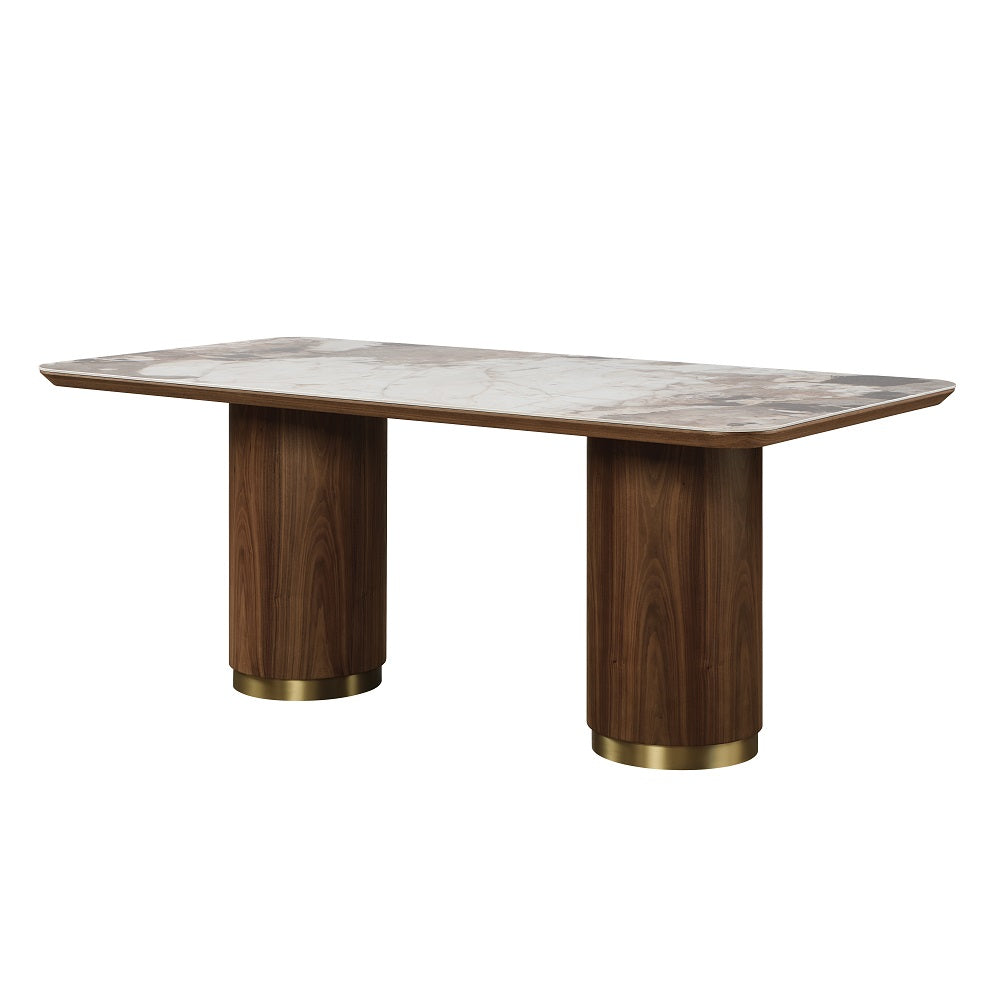 ACME Willene Ceramic Top Dining Table – angle view – Lusso Furniture Miami