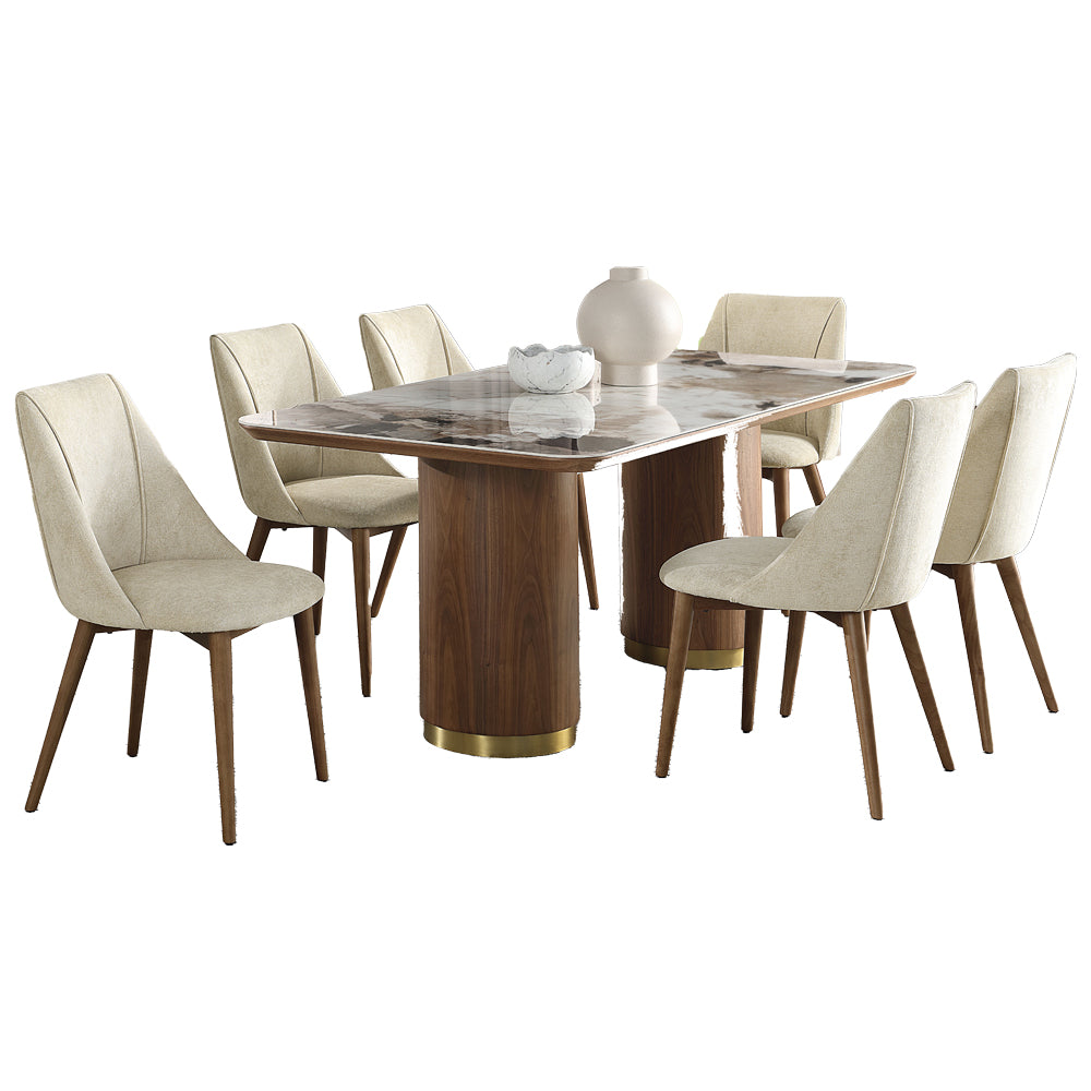ACME Willene Ceramic Top Dining Table – room setting – Lusso Furniture Miami