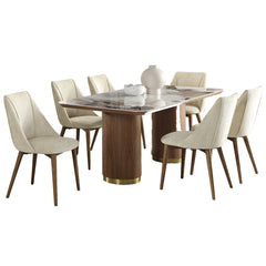 ACME Willene Ceramic Top Dining Table – room setting – Lusso Furniture Miami