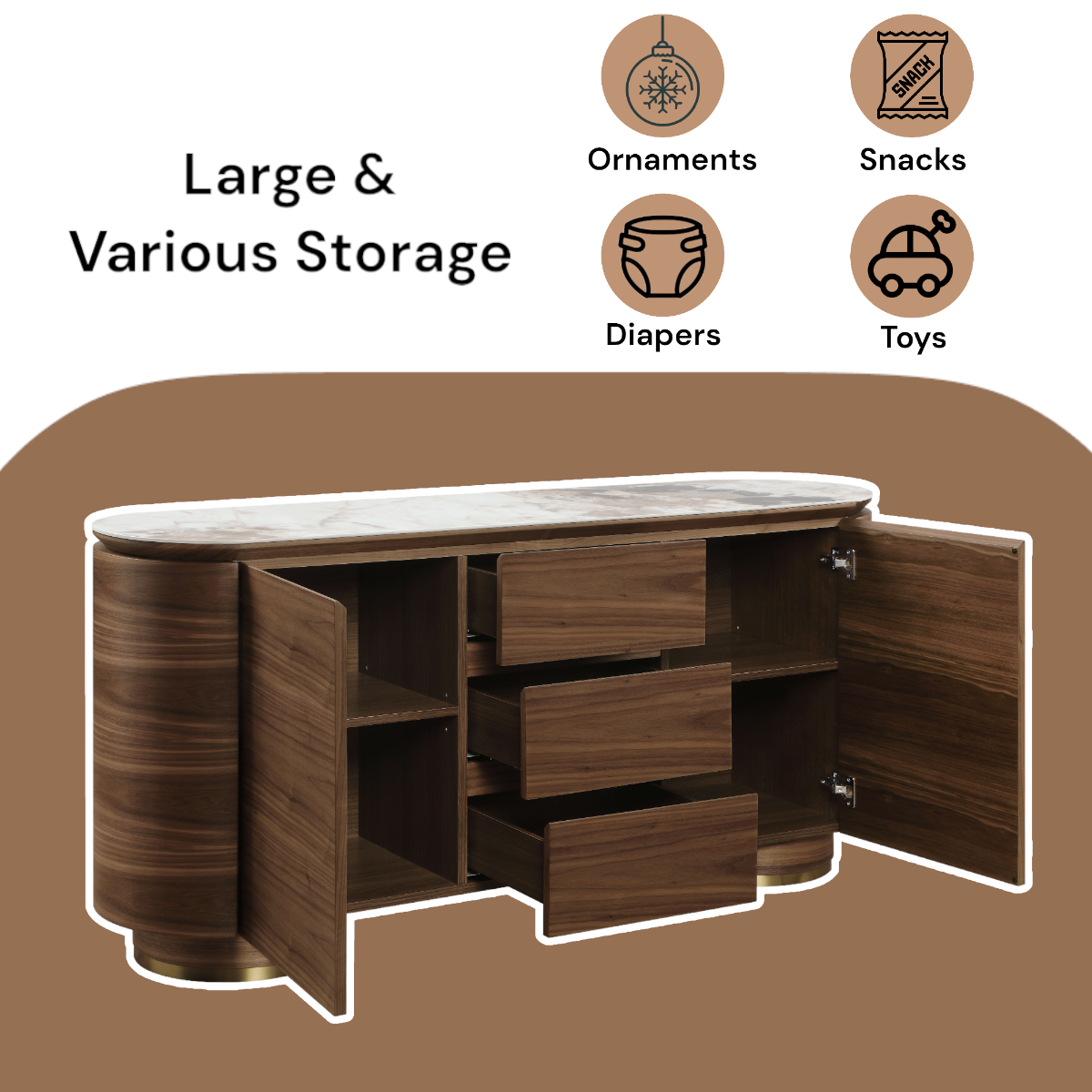 ACME Willene Ceramic Top Server – close-up – Lusso Furniture Miami