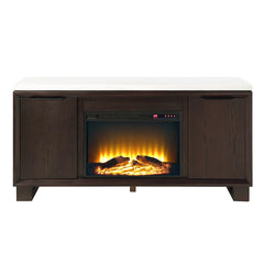 ACME Edwyn Marble Top Fireplace Server – side view – Lusso Furniture Miami