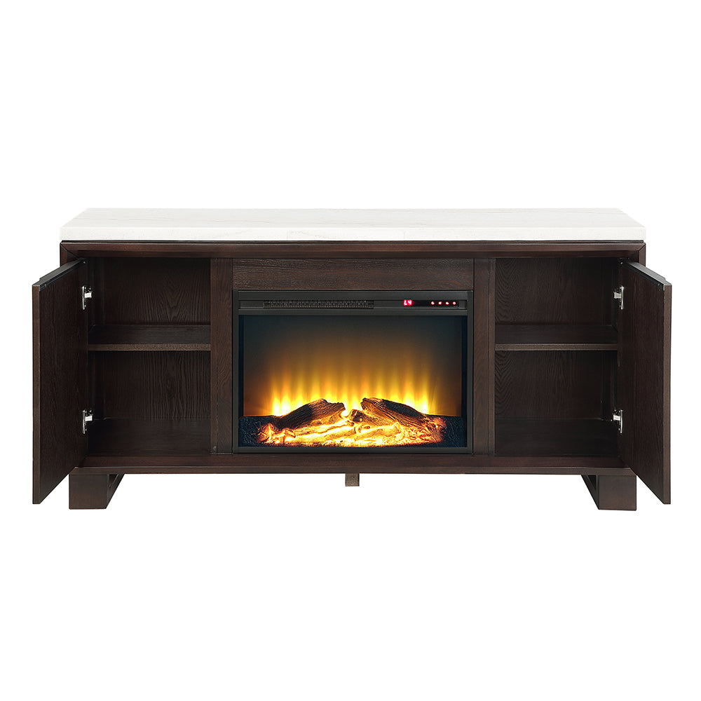 ACME Edwyn Marble Top Fireplace Server – room setting – Lusso Furniture Miami