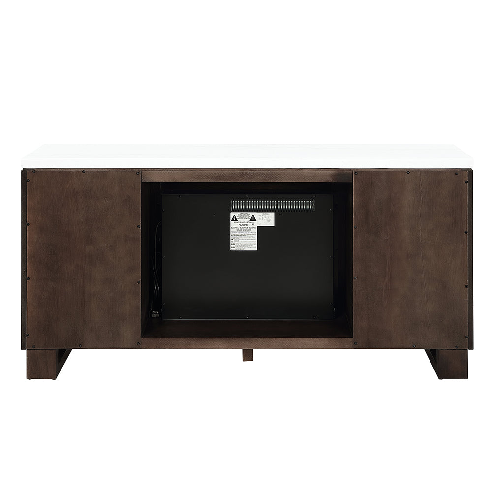ACME Edwyn Marble Top Fireplace Server – back view – Lusso Furniture Miami