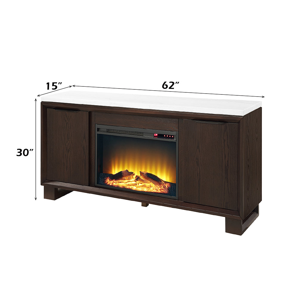 ACME Edwyn Marble Top Fireplace Server – close-up – Lusso Furniture Miami