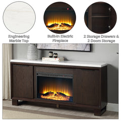 ACME Edwyn Marble Top Fireplace Server – alternate view – Lusso Furniture Miami