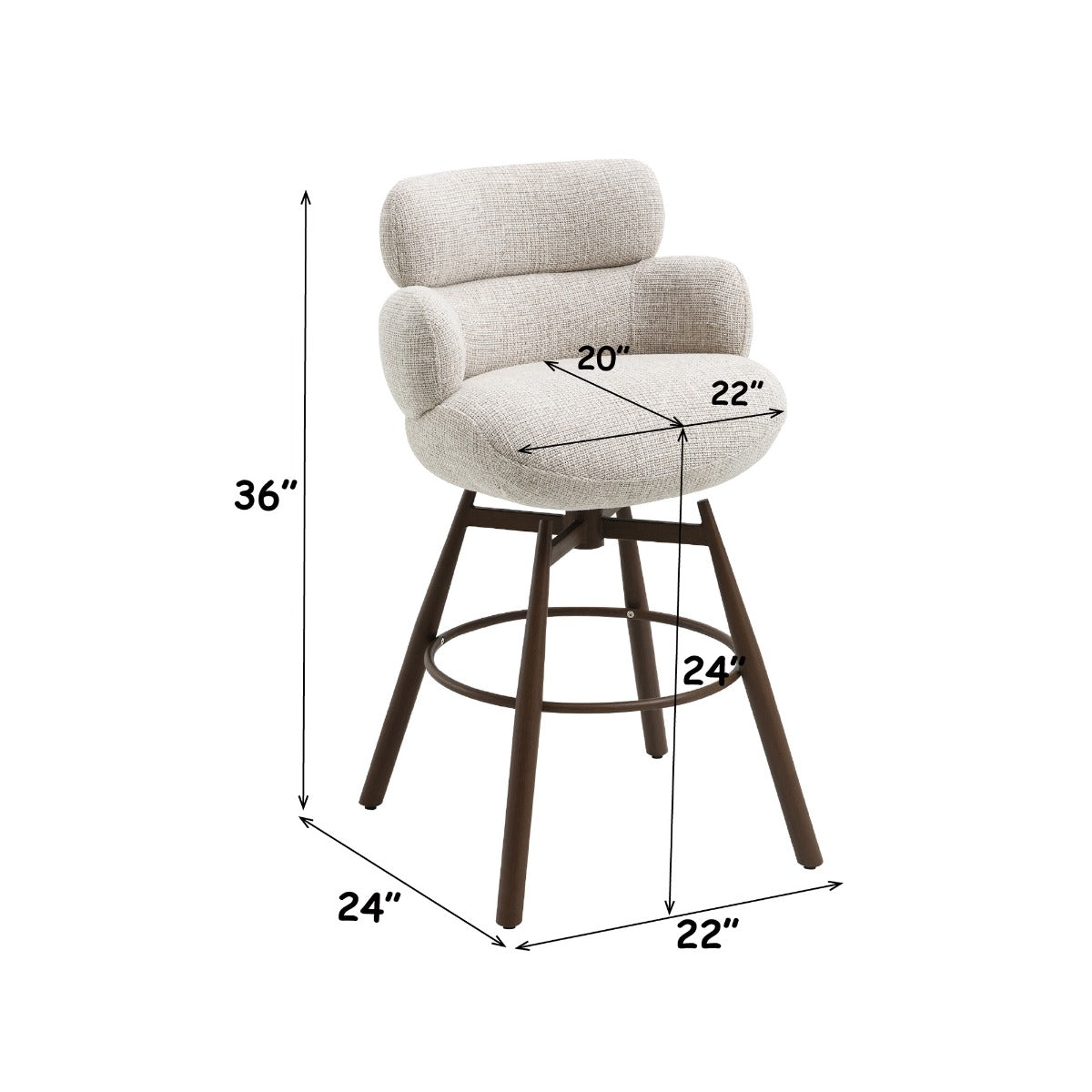 ACME Jena Swivel Counter Height Chair – top view – Lusso Furniture Miami