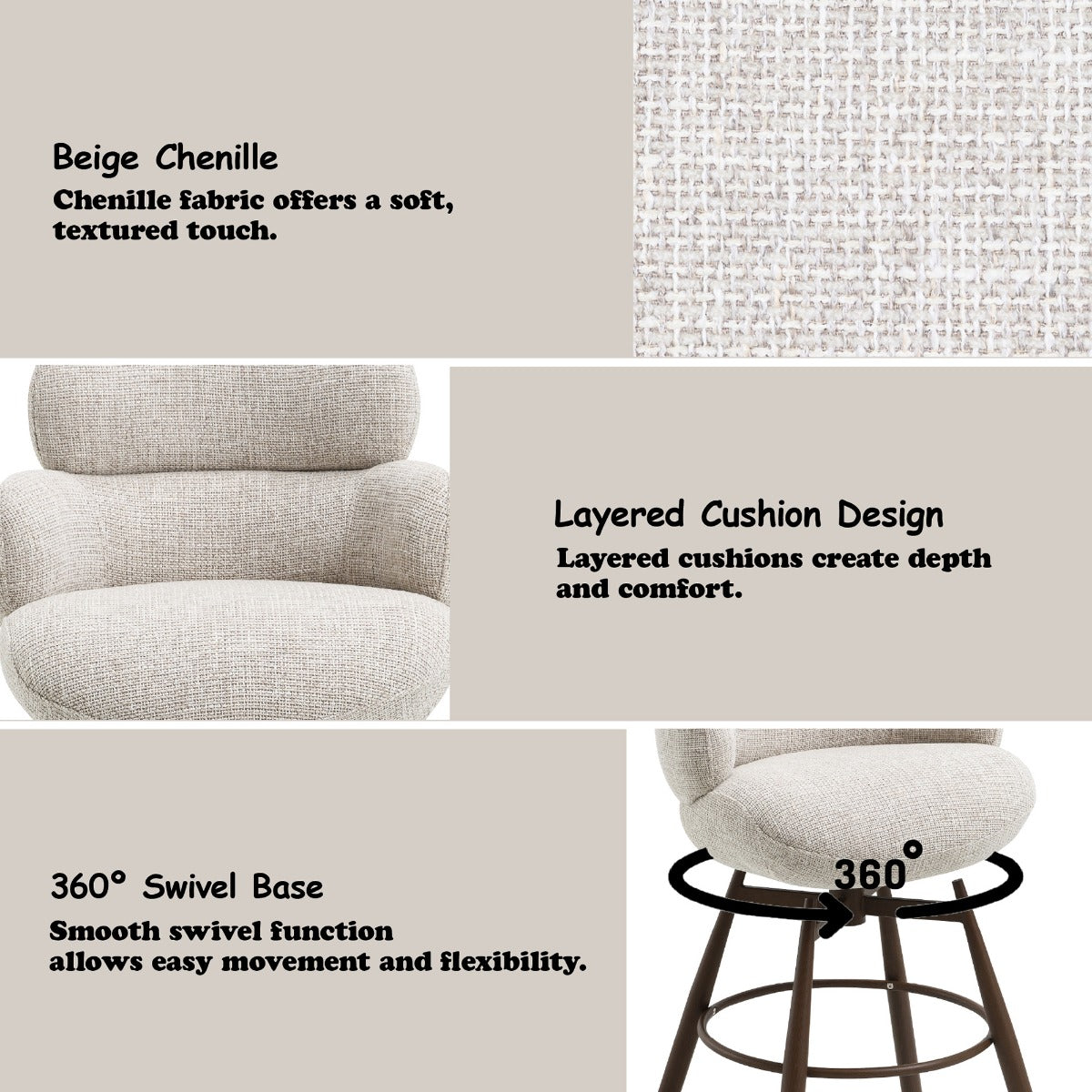 ACME Jena Swivel Counter Height Chair – close-up – Lusso Furniture Miami