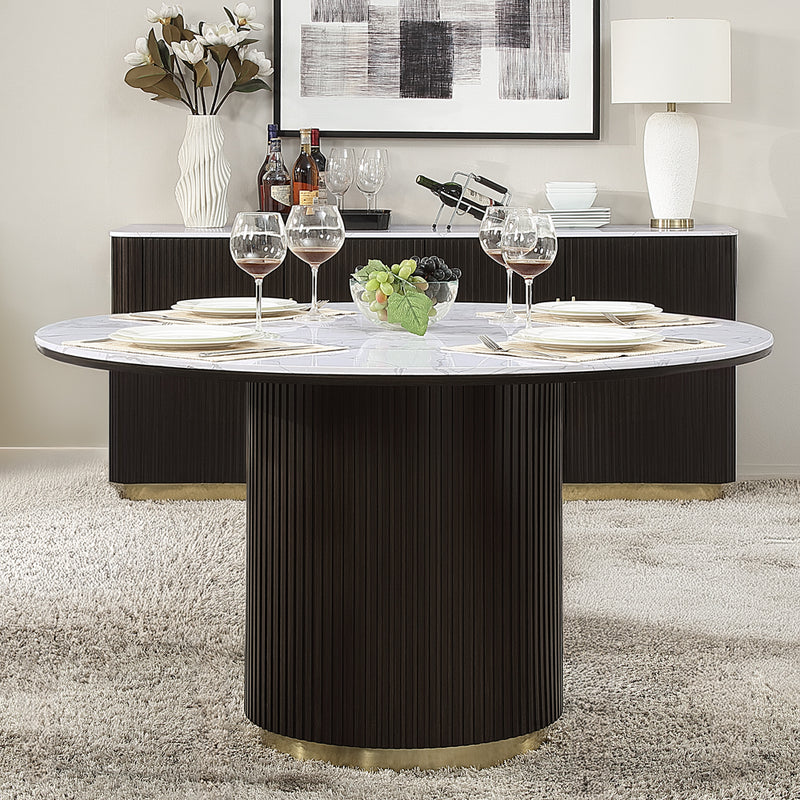 ACME Clayten Round Marble Dining Table-zoom-