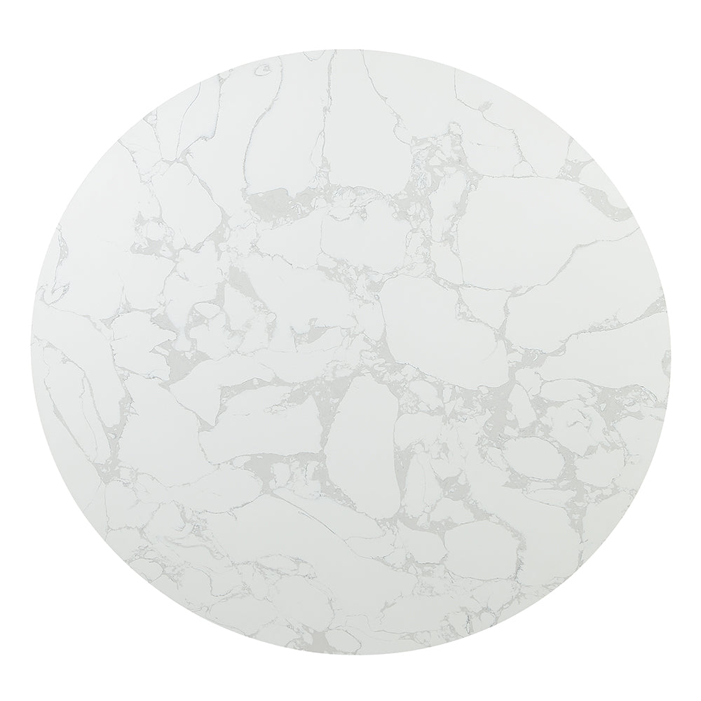 ACME Clayten Round Marble Dining Table – side view – Lusso Furniture Miami