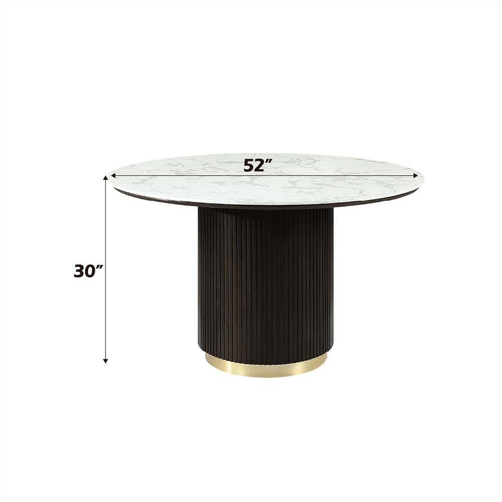 ACME Clayten Round Marble Dining Table – back view – Lusso Furniture Miami