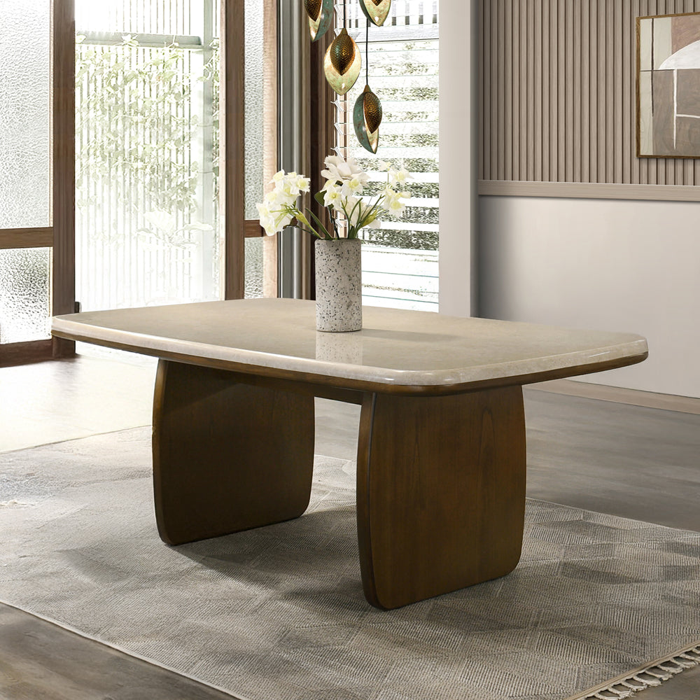 ACME Kasha Marble Top Dining Table – front view – Lusso Furniture Miami
