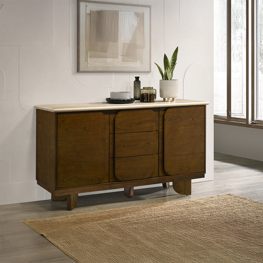 ACME Kasha Marble Top Server – front view – Lusso Furniture Miami