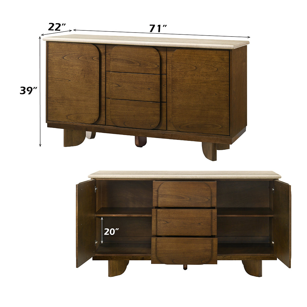 ACME Kasha Marble Top Server – back view – Lusso Furniture Miami