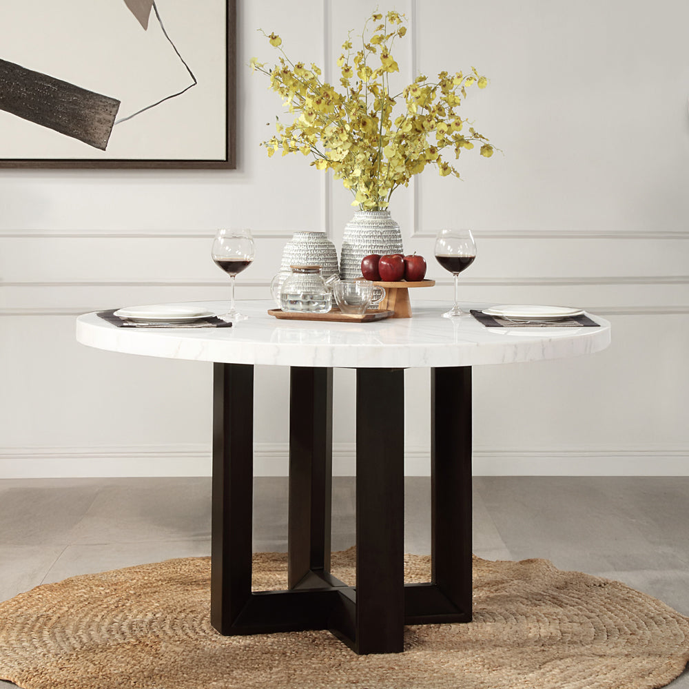 ACME Edwyn Round Dining Table – front view – Lusso Furniture Miami