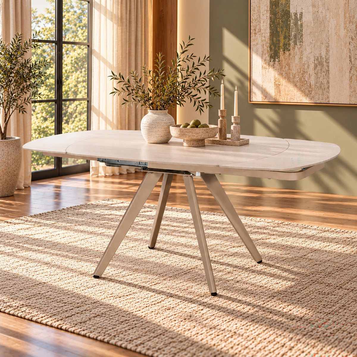 ACME Bexley Ceramic Top Dining Table – front view – Lusso Furniture Miami