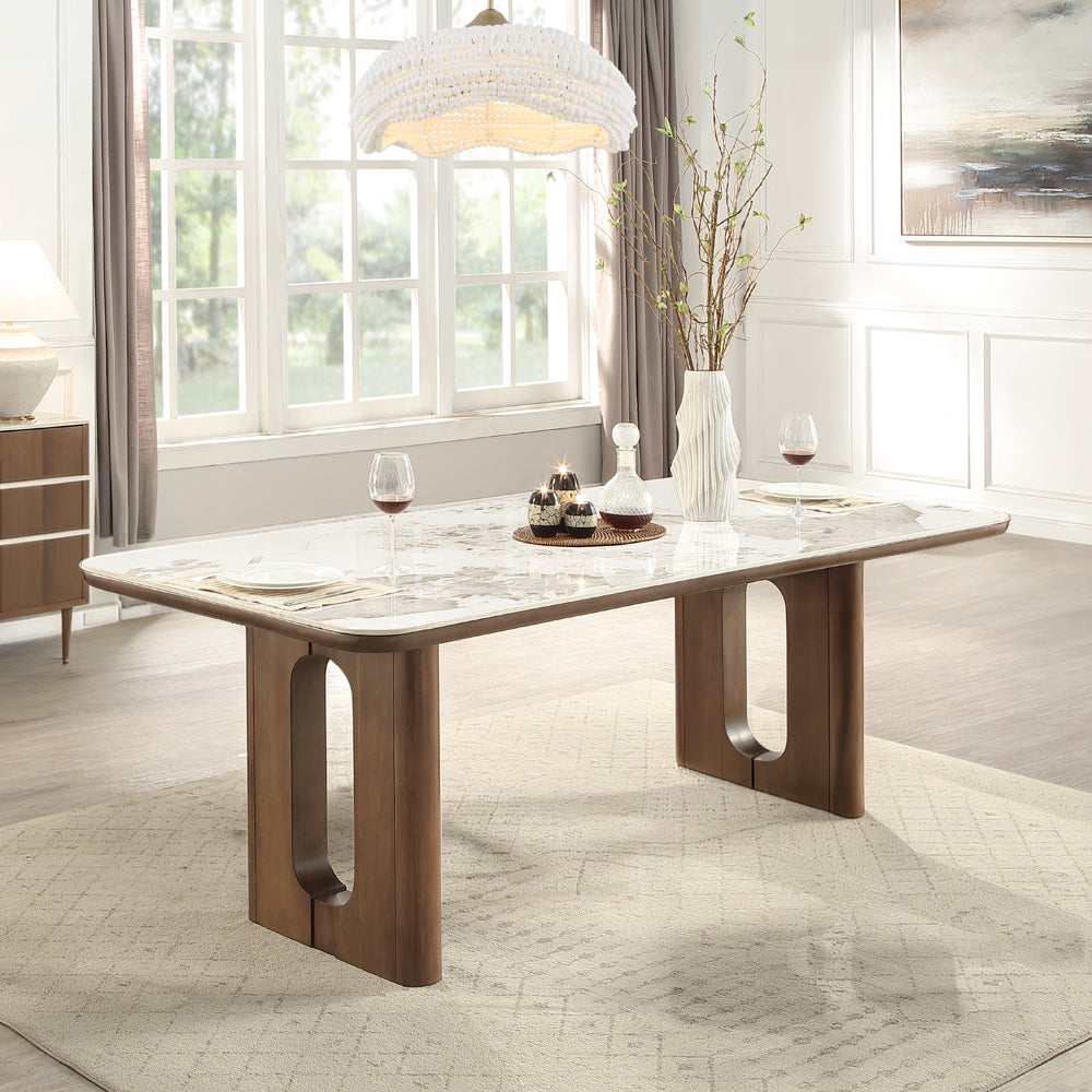 ACME Harvey Ceramic Top Dining Table – front view – Lusso Furniture Miami