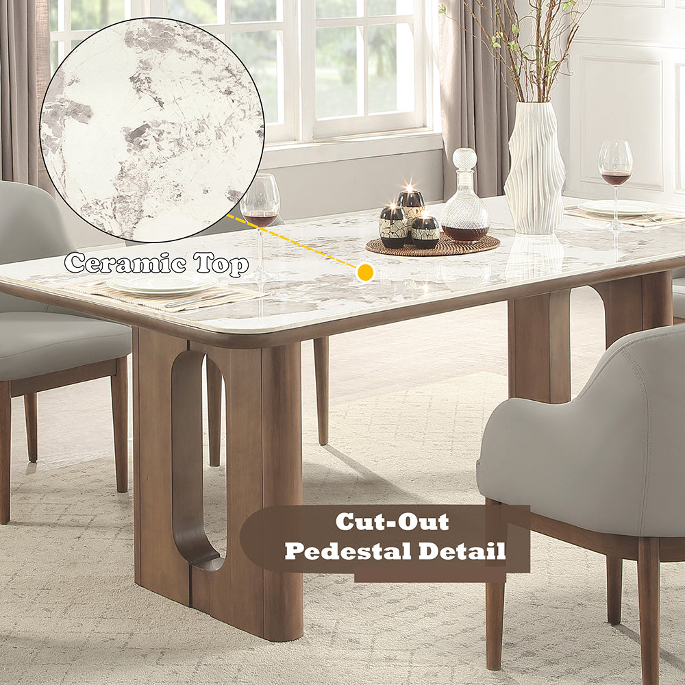 ACME Harvey Ceramic Top Dining Table – top view – Lusso Furniture Miami