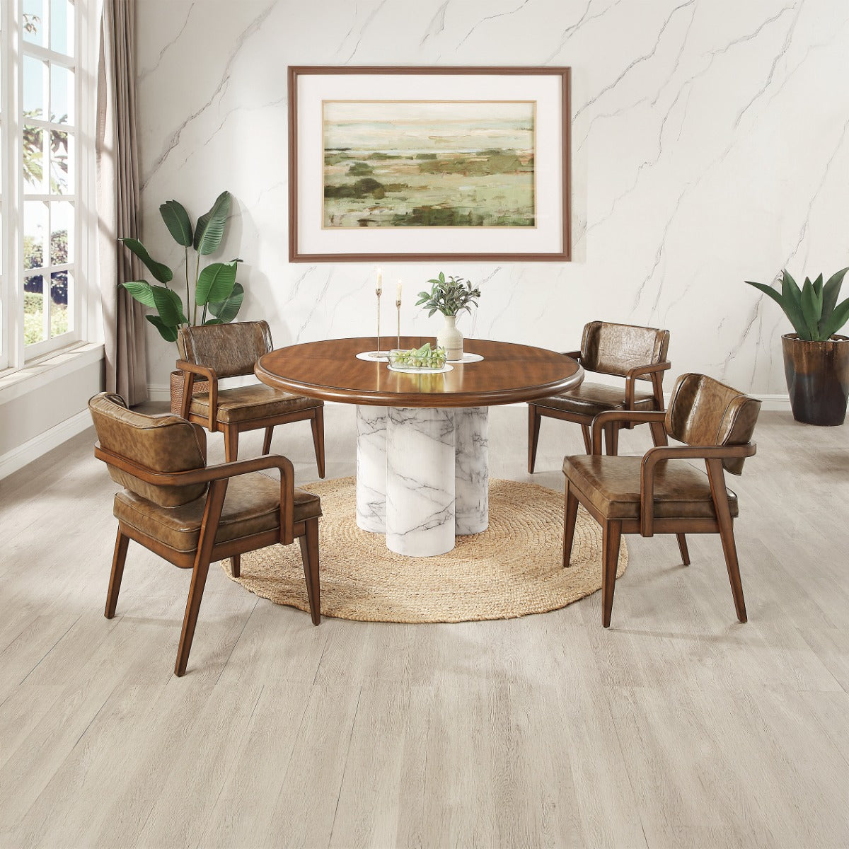 ACME Harvey Round Dining Table – angle view – Lusso Furniture Miami