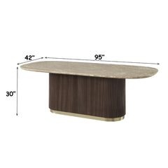 ACME Clayten Natural Marble Dining Table – back view – Lusso Furniture Miami