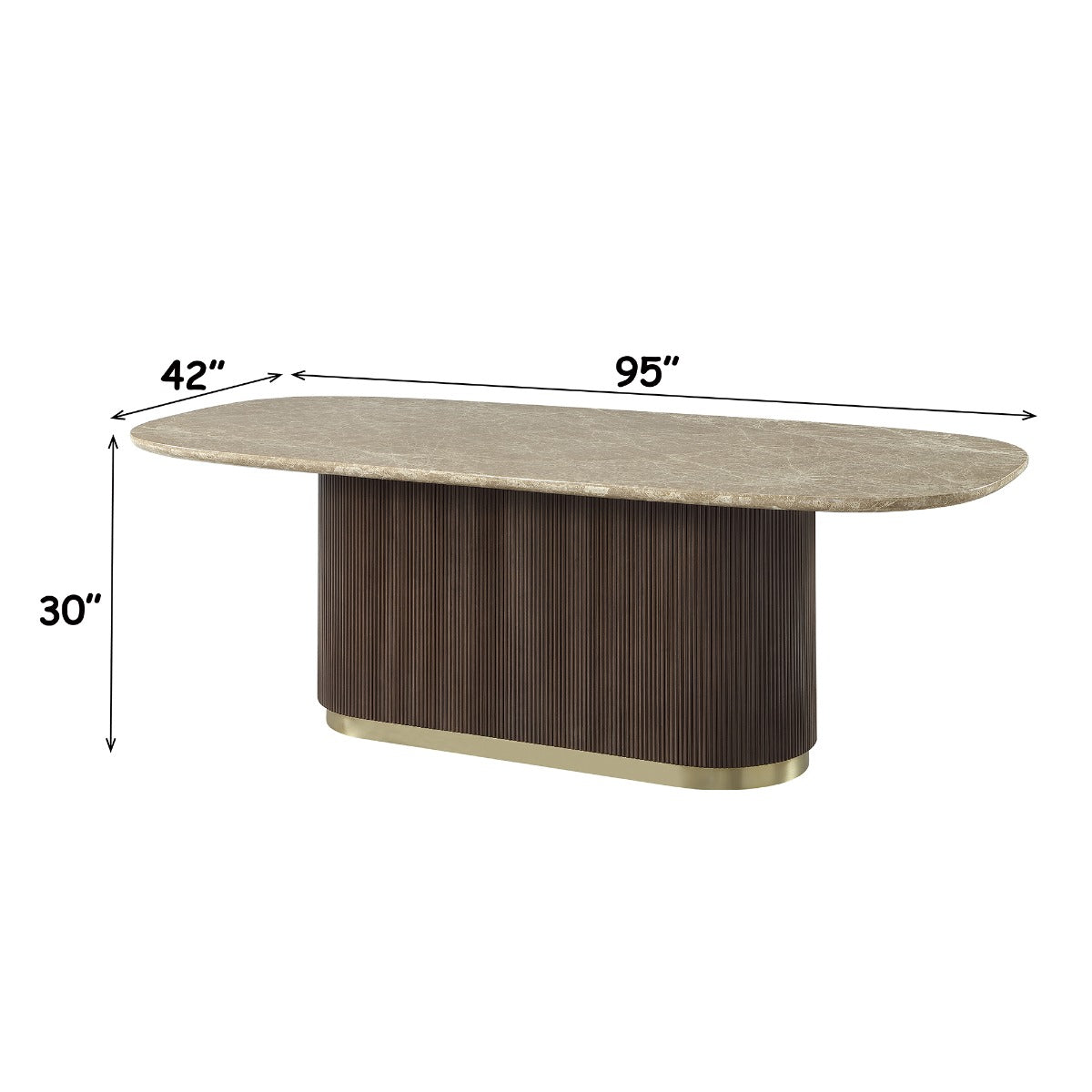 ACME Clayten Natural Marble Dining Table – back view – Lusso Furniture Miami