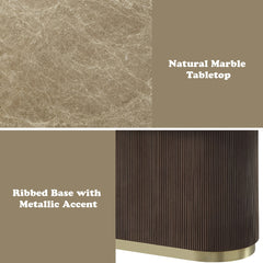 ACME Clayten Natural Marble Dining Table – top view – Lusso Furniture Miami