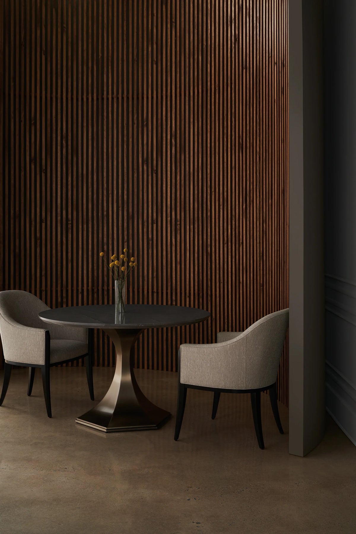 Caracole Top Brass Dining Table – angle view – Lusso Furniture Miami