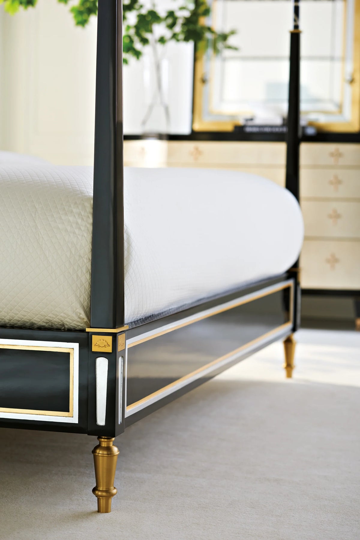 Caracole Couturier Canopy Bed – side view – Lusso Furniture Miami