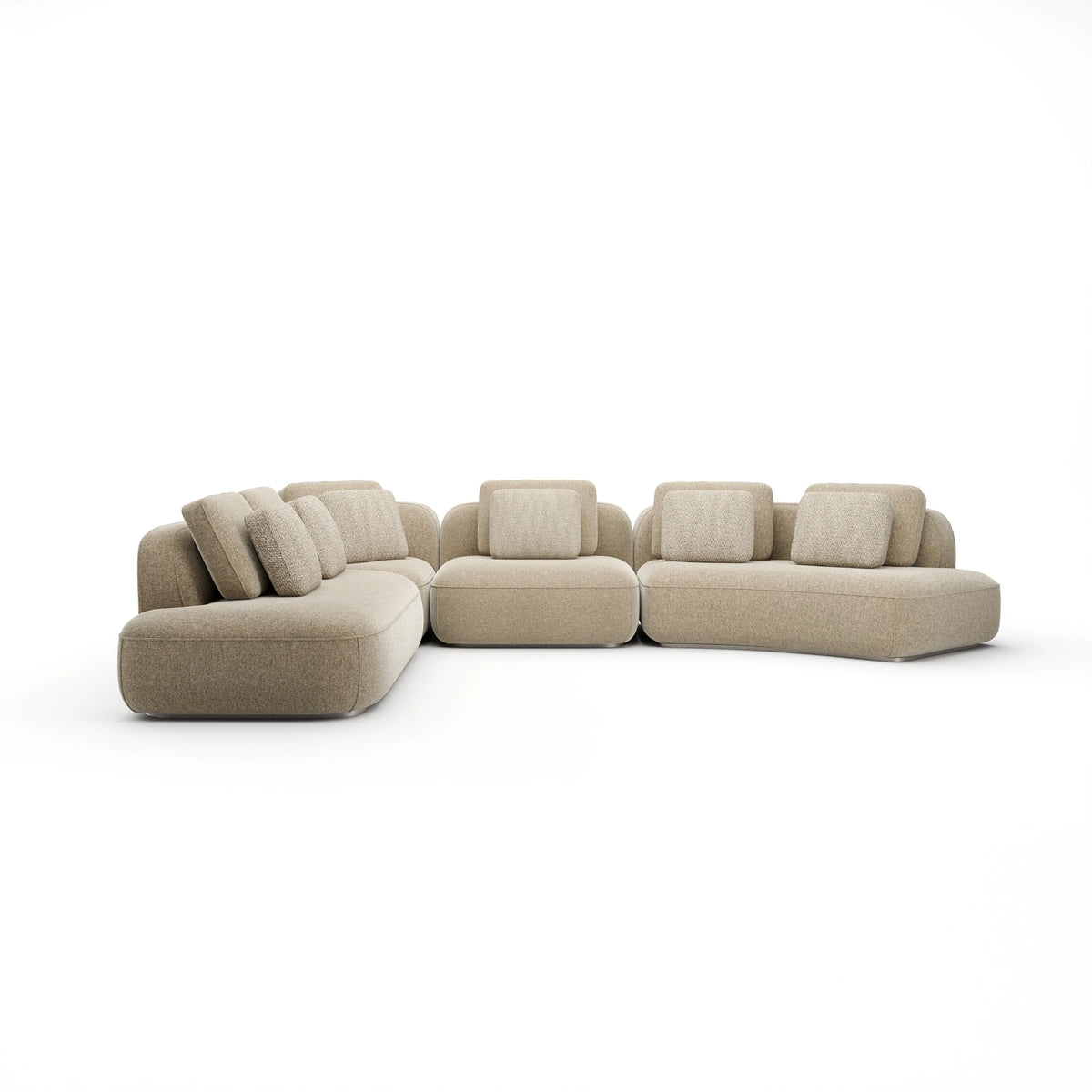 Caracole Sasso Oatmeal Curved Sectional – front view – Lusso Furniture Miami