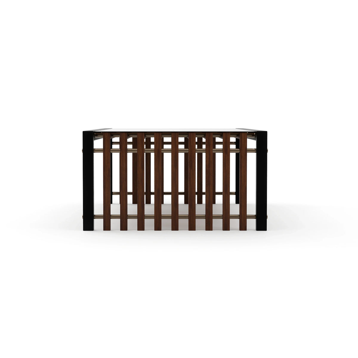 Caracole Pinstripe Dark Cocktail Table – side view – Lusso Furniture Miami
