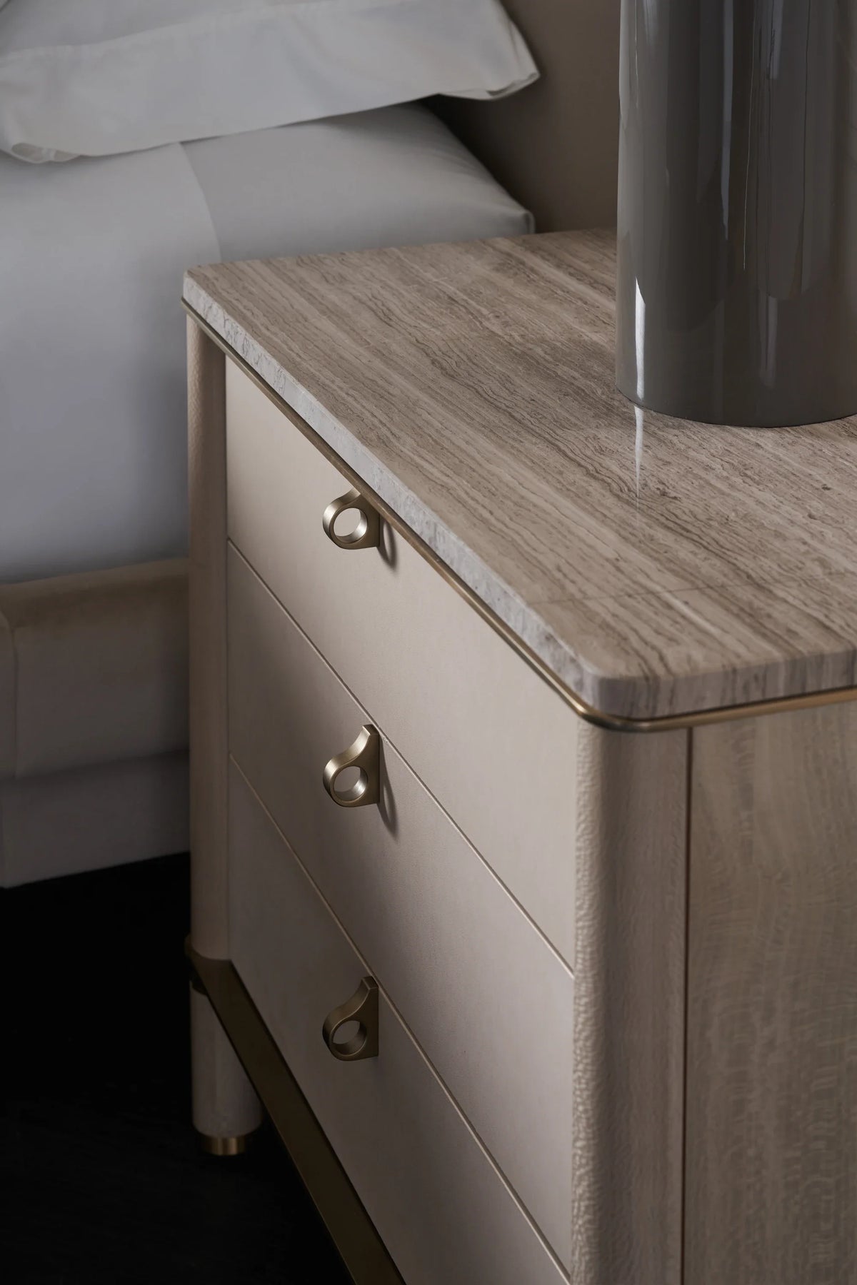 Caracole Balance Nightstand – side view – Lusso Furniture Miami