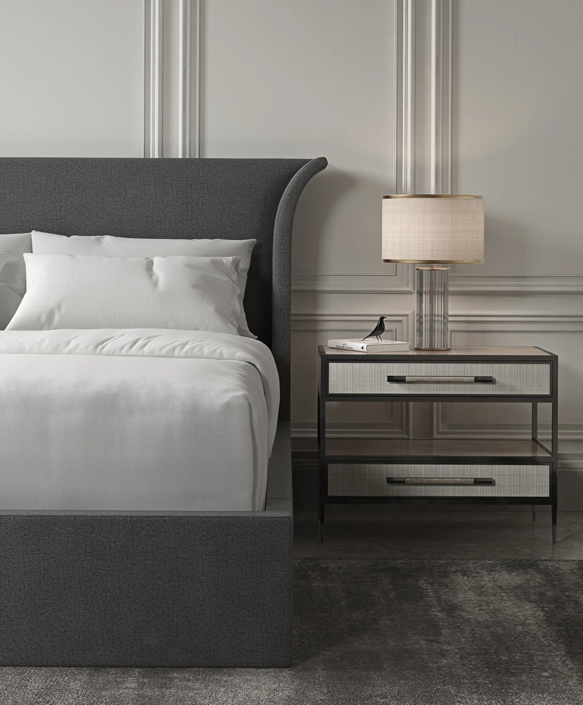 Caracole Dual Impressions Nightstand – angle view – Lusso Furniture Miami