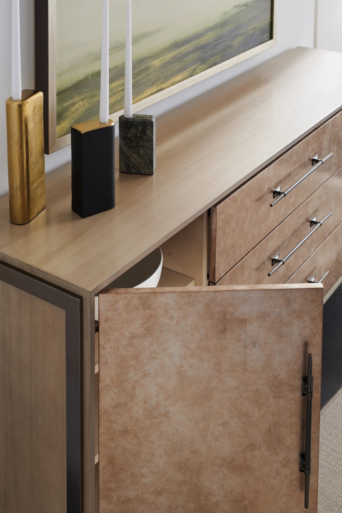 Caracole Foiled Again Buffet – room setting – Lusso Furniture Miami