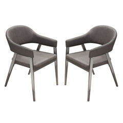 Adele Upholstered Dining Chair Set – Grey Leatherette – front view – Lusso Furniture Miami
