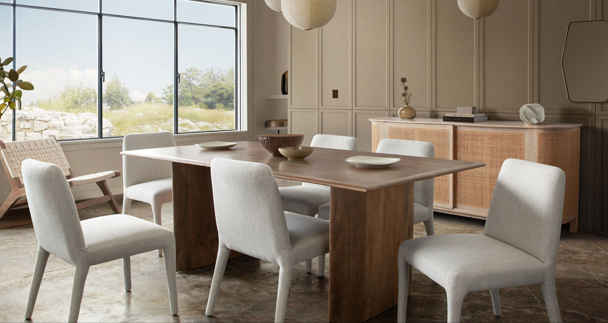 Alba Fabric Wrapped Dining Chair Set – angle view – Lusso Furniture Miami