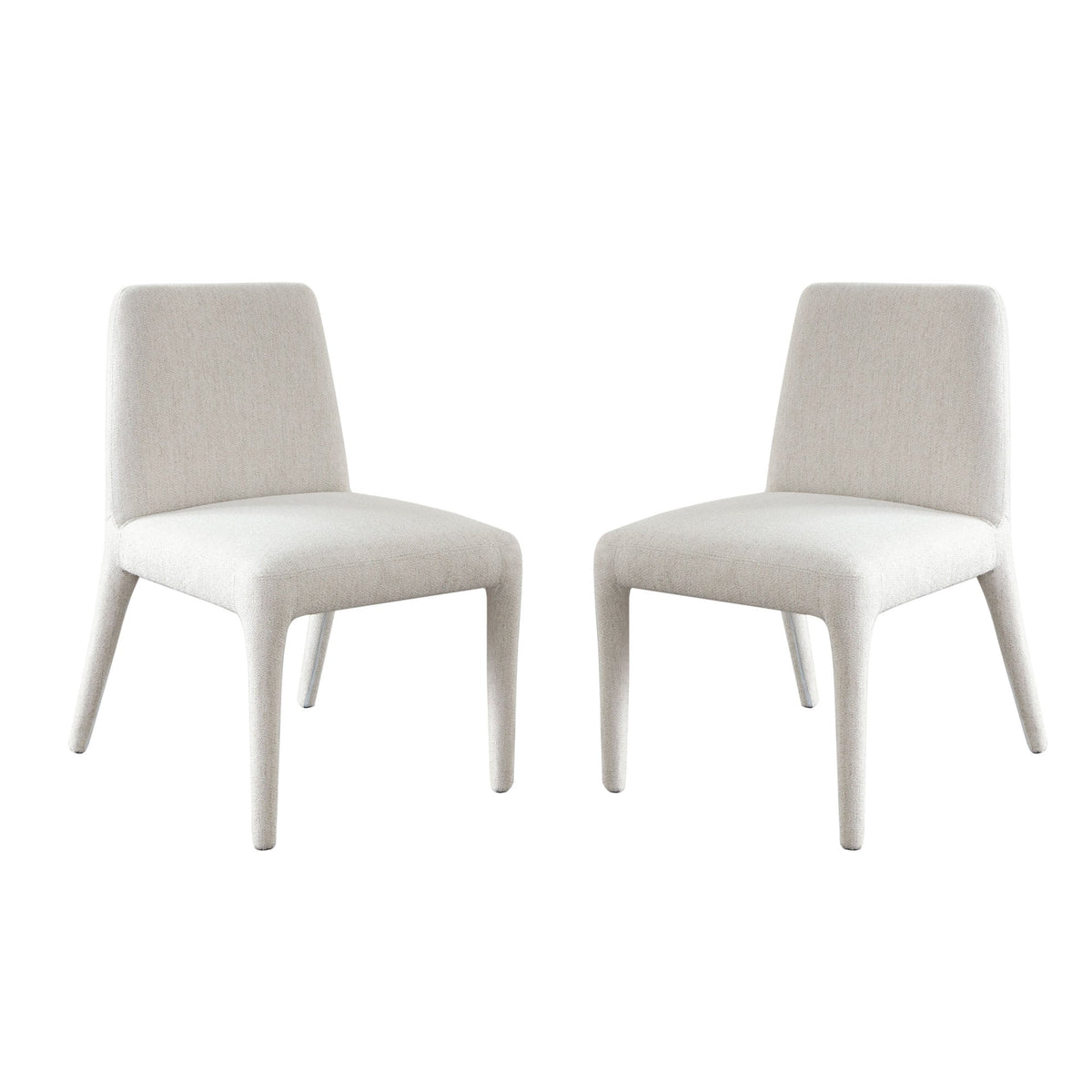 Alba Fabric Wrapped Dining Chair Set – Oat Polyester Fabric – front view – Lusso Furniture Miami