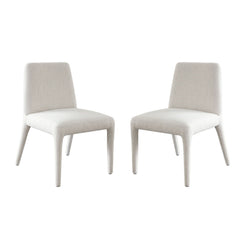 Alba Fabric Wrapped Dining Chair Set – Oat Polyester Fabric – front view – Lusso Furniture Miami