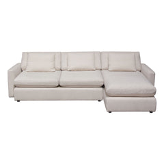 Arcadia Feather Down Sectional Sofa – 2-Piece Reversible Chaise Sectional / Cream Fabric – front view – Lusso Furniture Miami
