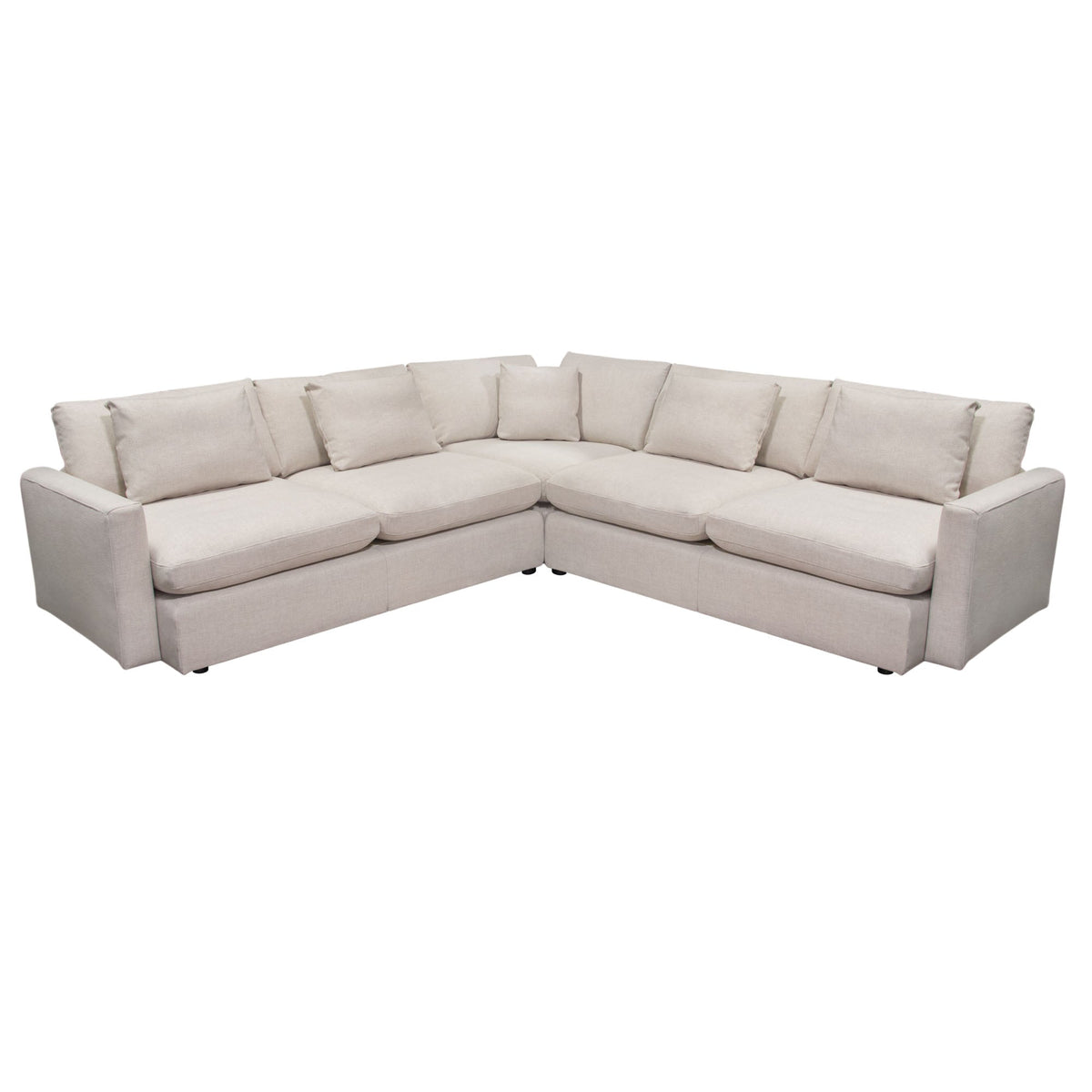 Arcadia Feather Down Sectional Sofa – 3-Piece Corner Sectional / Cream Fabric – alternate view – Lusso Furniture Miami