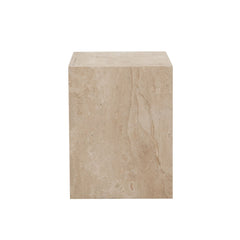 Ark Marble Pedestal End Table – Genuine Beige Marble – alternate view – Lusso Furniture Miami