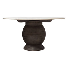 Ashe Round Marble Dining Table – angle view – Lusso Furniture Miami